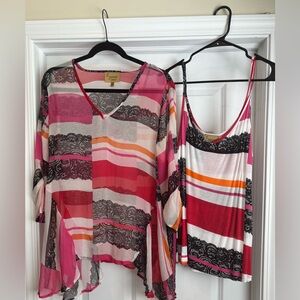 Women's Pink, Red, and Black Set by Lynn Ritchie - Size Large